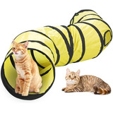 Brinquedo Túnel Dobrável Em S 1,25mx25 Diâmetro Para Gato Cor Amarelo