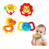 Brinquedos Para Bebê Kit 4 Chocalho Mordedor Estimulação