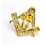 Broche Bóton Pin Maçonaria C/ Esquadro E Compasso Folheado