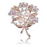 Broche Feminino De Folhas Folheado 18k Casaco Lenço Strass