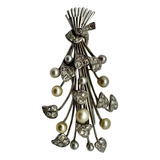 Broche Ouro Branco Com Diamantes E Pérolas J R Joalheiro 