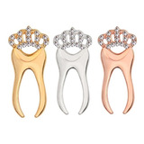 Broche Pin Dentista Protetica Academica Molar Com Coroa Sm