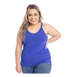 Brusinha Regata Alça Fina Plus Size Fitness Visco Lycra
