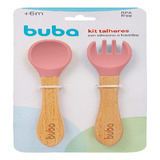 Buba Hora Da Papinha Kit Talheres Silicone E Bambu Rosa-claro