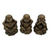 Buda Trio Da Sabedoria Cego Surdo E Mudo Resina 5cm