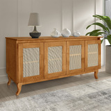Buffet Aparador Premium 4 Portas Tela Sintética Classic
