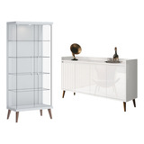 Buffet Delta 4 Portas + Cristaleira Tifanny Branco - Imcal