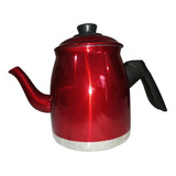 Bule Café Chá Leite Alumínio Vermelho Reforçado 1 Litro 