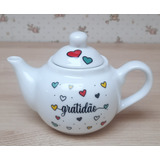 Bule Chaleira 500ml Gratidão - Porcelana Decorada