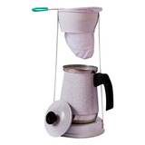 Bule Com Mancebo Coador De Cafe Colorido Retro Em Alumínio Cor Branco