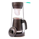 Bule Com Mancebo Coador De Cafe Colorido Retro Em Alumínio Cor Preto