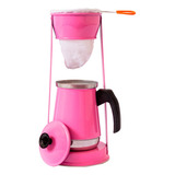 Bule Com Mancebo Coador De Cafe Colorido Retro Em Alumínio Cor Rosa