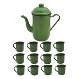 Bule Esmaltado Café 1,25 Litros + 12 Xícaras 70ml Cházinho