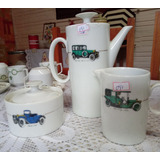 Bule Leiteira Açucareiro Porcelana Renner Antiga Carros