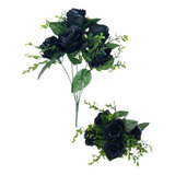 Buquê Rosa Preto Artificial Casa Decoração P/casamento 40cm