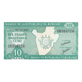 Burundi - 10 Francos De 2007 Fe .(nova).cat:2.5 Us$. P-n10