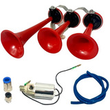 Buzina Ar Caminhão 3 Corneta Verdureiro Valvula Bivolt 12/24