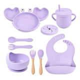 C Kit 8 Peças Prato Térmico Infantil Pote Papinha Copo