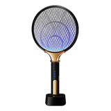 C Preto Raquete Elétrica Mata Mosquito Recarregável Uv Usb
