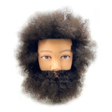 Cabeça De Treino Masculino Com Barba Cabelo 100% Humano Afro