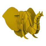 Cabeça Elefante 3d Preta amarela