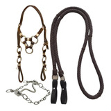 Cabeçada De Argola Para Cavalo Freio Água Choca Inox E Rédea