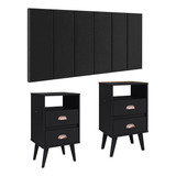 Cabeceira Cama Box Queen 1,60 Kit 2 Mesinha Pés Palito Retrô