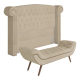 Cabeceira Casal 140cm Provença Recamier Veneto Bouclé Bege Cor Creme