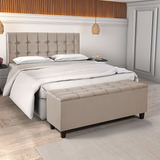 Cabeceira Estofada Cama Box Casal 140cm Com Recamier Baú Bal