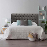 Cabeceira Estofada Paris 160cm Queen Capitonê Corino Cinza