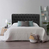 Cabeceira Estofada Paris 160cm Queen Capitonê Corino Preto