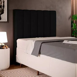 Cabeceira Estofada Solteirao Carla 110cm Suede Preto C/frame