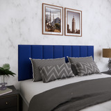 Cabeceira Rr Shopp Cama Box Cabeceira Em Módulos Estofados Cama Queen 1,60 Metros Largura 8 Módulos Estofados 160cm X 54cm Tecido Suede Cor Azul