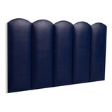 Cabeceira Solteiro Modulada Nuvem Cama Box 100 Cm X 60 Cm Cor Corino Azul Marinho