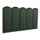 Cabeceira Solteiro Modulada Nuvem Cama Box 100 Cm X 60 Cm Cor Veludo Verde Musgo