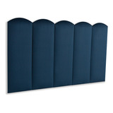 Cabeceira Solteiro Veludo 100x60 Cama Box Modulada Nuvem Cor Veludo Azul Marinho