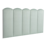 Cabeceira Solteiro Veludo 100x60 Cama Box Modulada Nuvem Cor Veludo Verde Água