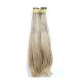 Cabelo Humano Loiro Mesclado Cinza 55 Cm Com 50 Gramas