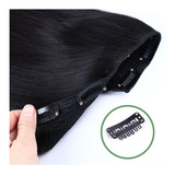 Cabelo Liso Peruca Longa Aplique Com Tic Tac Sintético