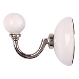 Cabide Cerâmica Branco Com Metal A8xd7 Cm