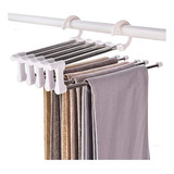 Cabide Inox 5 Divisórias P/ Calças Saias Evita Dobras Marcas Cor Branco