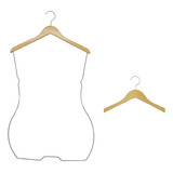 Cabide Silhueta Plus Size Madeira Marfim/cromado