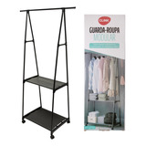 Cabideiro Arara De Roupas Sapatos Dupla Prateleiras Rodinha