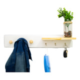 Cabideiro De Parede E Porta Chaves Mdf C/ Pinus Organizador