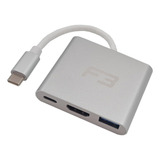 Cabo Adaptador Conversor Type C 3 In 1 Usb 3.0 Hdmi Tipo C