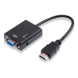 Cabo Adaptador Hdmi X Vga Hd Conversor Saída P2 Áudio