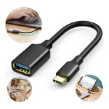 Cabo Adaptador Otg Tipo-c Usb C Compatível Samsung Pen Drive Cor Preto/branco