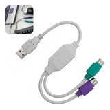 Cabo Adaptador Usb Macho Para 2 Ps2 Fêmea 6 Pinos Mini Din