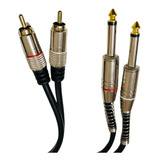 Cabo Audio Auxiliar 2 Rca X 2 P10 Mono Blindado Profissional