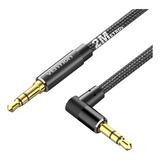 Cabo Auxiliar P2 X P2 Macho 90° Banhado Ouro Hifi 2m 2 Metro